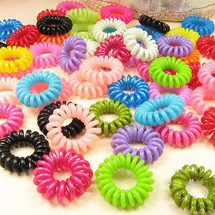 厂家批发 促销礼品 糖果色发圈 塑料发圈 电话线发圈 透明发圈