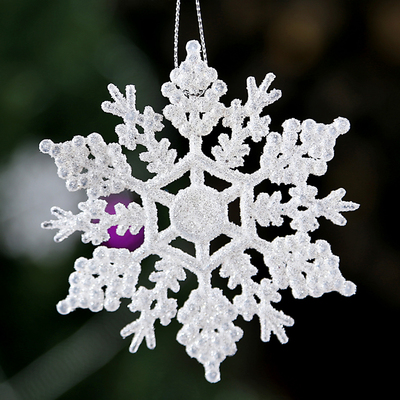 海迪 圣诞节雪花片 圣诞树装饰品 10cm白色塑胶雪花片 橱窗装饰品