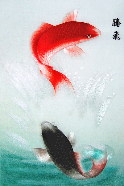 苏绣湘绣刺绣diy套件初学鲤鱼腾跃底稿绣布配蚕丝线绣花针材料包