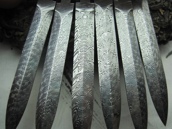 手工茶刀茶锥刀胚 瑞粉进口大马士革钢 (可定制成品)未开刃