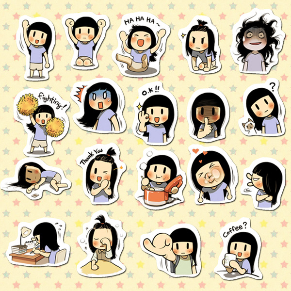 line表情贴纸 smile brush萌妹子系列一&二 手账相册贴纸满35包邮