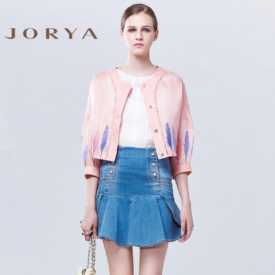 jorya欣贺卓雅 桑蚕丝长袖百搭短款上衣外套 7.20尚新h1002501