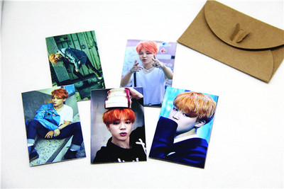 可发图定制 朴智旻 jimin bts防弹少年团双面小卡5张 送蝴蝶信封