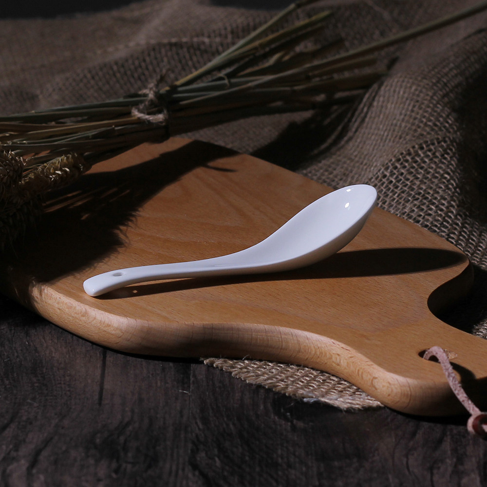 小汤勺正品木西纯白色小勺子小马戈小瓷勺唐山骨瓷餐具无铅
