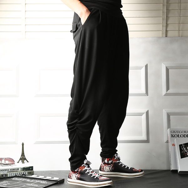 哈伦裤男士秋季款日系大裆休闲小脚裤潮男式大码运动裤宽松长裤子