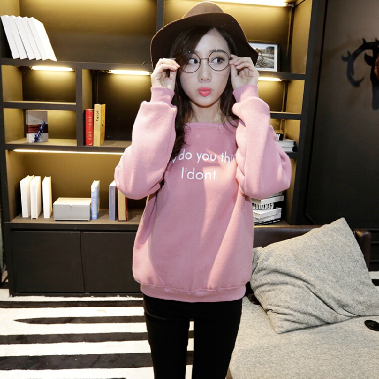2015 autumn new Korean women loose long-sleeved round neck cashmere sweater thick hedging female student