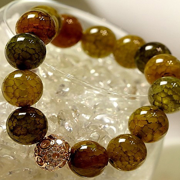 正品天然龙纹玛瑙水晶手链饰品男女情侣款玉石佛珠手串链闺蜜礼物