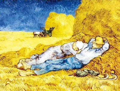 精准印花法国正品dmc十字绣世界名画 梵高油画 谷堆休息工作之余