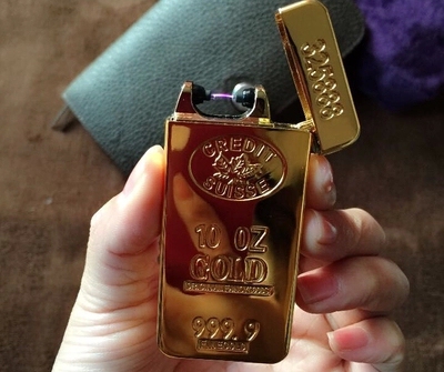 现货澳门赌场vip打火机防风男士专属金砖电弧脉冲充电可带上飞机