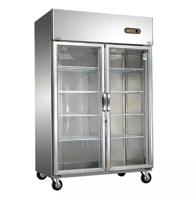 0l2双门不锈钢玻璃门展示柜|二门保鲜柜|两门冷藏柜