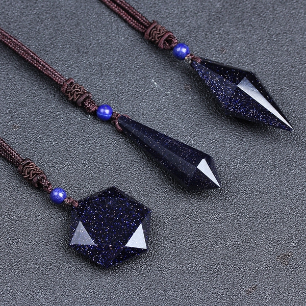 灵摆能量石星空蓝砂石吊坠六芒星项链星座吊坠男女礼物春夏情人节