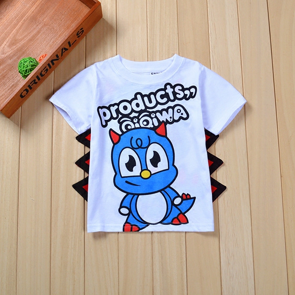 儿童恐龙图案衣服男童女童童装t恤短袖宝宝纯棉立体翅膀夏天半袖