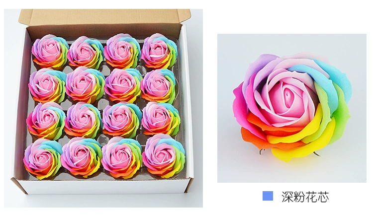 Handmade đầy màu sắc hoa hồng xà phòng hoa thủ công mô phỏng cầu vồng hoa hồng đầu hoa hộp quà tặng cao cấp với một hộp 16 hoa - Hoa nhân tạo / Cây / Trái cây