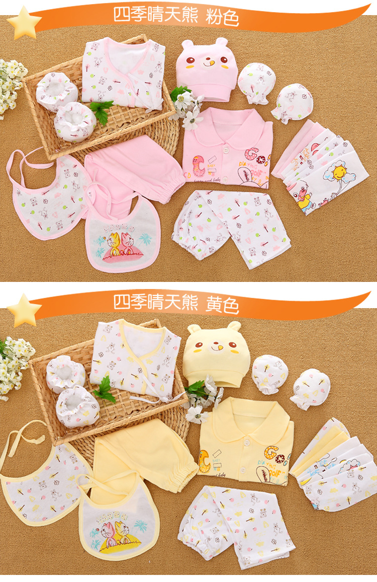 Bộ quần áo sơ sinh cotton cho bé sơ sinh 0-3 tháng 6 mùa xuân hè thu cho bé sơ sinh set hộp quà tặng quần áo sơ sinh cao cấp