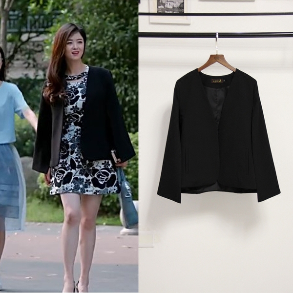 2016春夏新款韩版欢乐颂蒋欣樊胜美同款黑色西服斗篷披肩外套