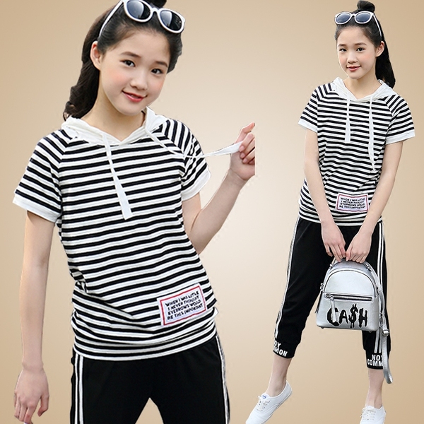 女童夏装12-15岁女孩大童女装16韩版13初中学生14短袖运动服套装