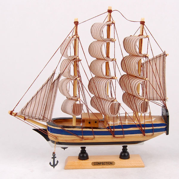 小号帆船模型摆件 木制手工工艺品 战舰 海盗船