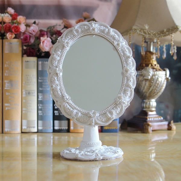树脂梳妆镜子化妆镜台式大号公主镜欧式日韩简约田园创意家居饰品
