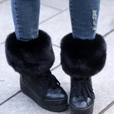 2015冬天毛毛靴套女士百搭款脚环袜套带内衬加厚毛脚套腿套包邮