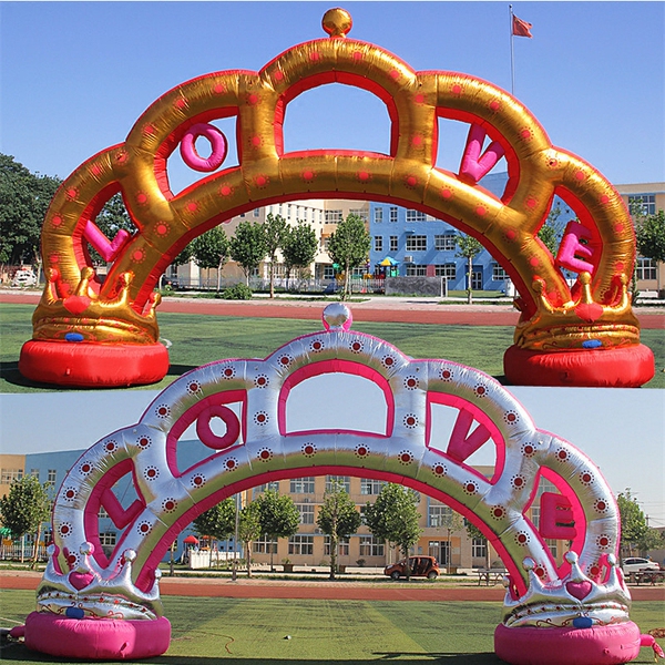 气模充气拱门婚庆结婚典礼彩虹门门亭金皇冠金色银色皇冠凯旋门
