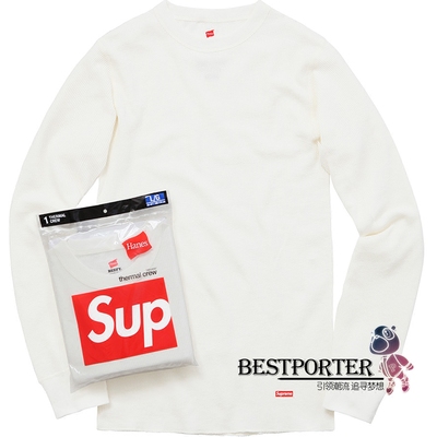 正品 國內現貨supreme hanes thermal crew 保暖棉長袖打底衫一件