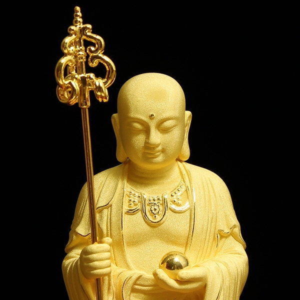 绒沙金地藏王菩佛像摆件九华山娑婆三圣 地藏菩王萨像地藏菩萨