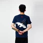 复古中国风男装刺绣短袖夏季潮流创意个性体恤衫纯棉圆领短袖t恤