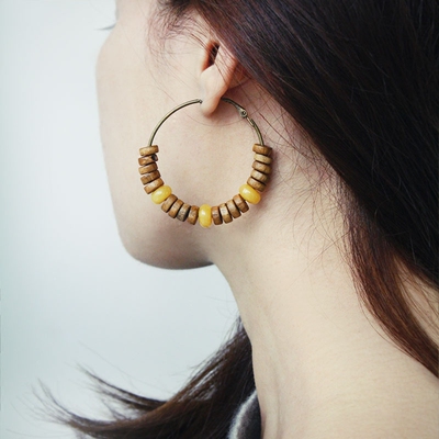 invia原创设计限量非洲民族部落野性夸张木珠大耳圈影视舞女饰品
