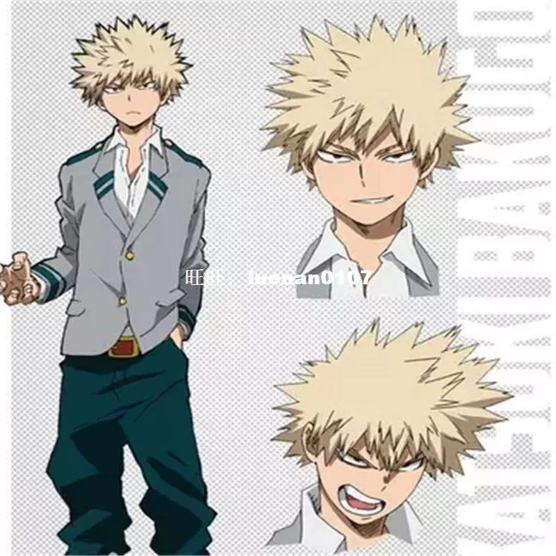 -Моя академия герой Katsuki Bakugou парик для косплея костюм