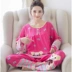 Mùa hè đồ ngủ nữ dài tay phù hợp với cotton lụa mỏng phần đầu dễ thương quần hoạt hình cotton nhân tạo lỏng lẻo dịch vụ nhà - Pyjama