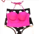 Retro hồng đỏ sóng tam giác chia áo tắm nữ nhỏ ngực thép tấm tập hợp eo cao che bụng nóng bỏng bikini bikini áo tắm - Bikinis thoi trang ao tam Bikinis