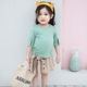 Elf cô gái bé mùa hè ngắn tay t-shirt màu rắn mỏng 0-2-3 năm tuổi cotton bé năm điểm tay áo thời trang t-shirt Áo thun
