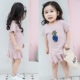 Elf cô gái 2018 mới bé mùa hè ngắn tay áo Hàn Quốc bé công chúa váy giản dị váy nước ngoài