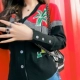 2018 đầu mùa thu áo nữ giản dị thường đi xe kỳ nghỉ gió dừa màu đỏ và màu đen tương phản màu áo len mỏng áo khoác cardigan áo len cổ lọ form rộng Đan Cardigan
