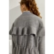 2017 mùa thu và mùa đông mới màu xám xù len coat của phụ nữ dài straight straight retro eo áo len Accentuated eo áo