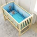 Hàng rào cao đơn giường con lăn màu xanh cung cấp ba năm tuổi chống muỗi lắc mẫu giáo kinh tế cũi đơn giản - Giường trẻ em / giường em bé / Ghế ăn Giường trẻ em / giường em bé / Ghế ăn