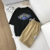 Mùa hè nam tay ngắn áo thun phù hợp với xu hướng Cặp vợ chồng Hàn Quốc Quần áo nam với quần short thể thao đẹp trai - Bộ đồ Bộ đồ