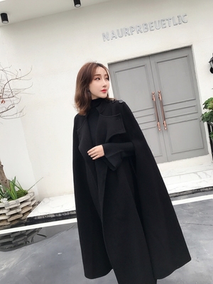 Net red 2017 mùa thu và mùa đông mới lĩnh vực khí của nhãn hiệu hai mặt len ​​áo choàng đoạn dài đoạn ngắn (đặc biệt) áo khoác nữ form rộng Áo khoác ngắn