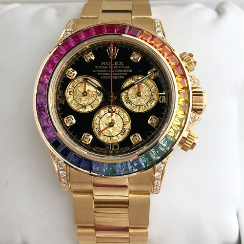 [Задний бриллиант] подлинный второй -рулекс космический метр радуга Diard Diamond's Diamond's Men's Watch 116528