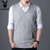 Playboy nam áo len mỏng len đan áo len mùa thu vest Vest thanh niên áo len khoác mỏng