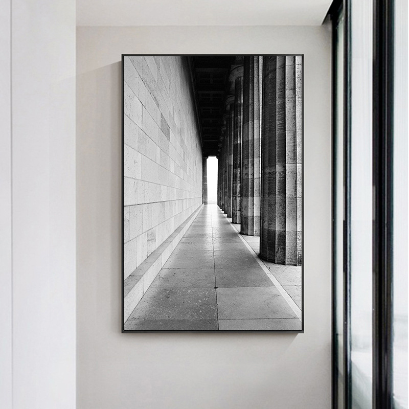 玄关现代简约客厅黑白工业风艺术画