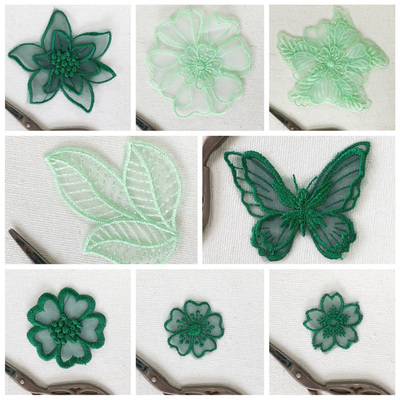 taobao agent Green lace cloth decoration handmade DIY hole patch fashion personality flower sticker embroidery cloth decoration versatile