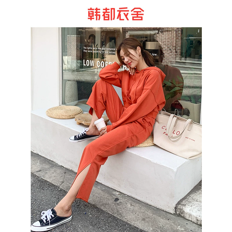 Cửa hàng quần áo Handu 2020 mùa xuân quần áo mới của phụ nữ Phong cách Hàn Quốc hai mảnh thời trang bình thường phù hợp với thủy triều PV9254 thắng - Bộ đồ