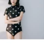 Đồ bơi mới nữ mỏng che bụng gợi cảm sóng Hàn Quốc cổ cao tay áo ngắn học sinh bảo thủ áo tắm một mảnh - Bộ đồ bơi One Piece mẫu áo tắm liền thân đẹp