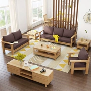 Kết hợp sofa gỗ rắn Bắc Âu hiện đại đơn giản đôi đồ nội thất phòng khách ba người - Nhà cung cấp đồ nội thất