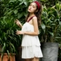 Áo tắm siêu cổ tích mới cho nữ kiểu váy một mảnh có dây đeo trên vai, dây nịt trắng che bụng là quần áo mùa xuân nóng bỏng của Hàn Quốc - Bộ đồ bơi One Piece áo bơi liền thân cho bé gái