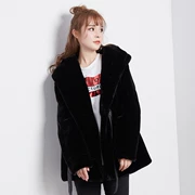 Áo khoác lông nữ ấm áp mùa đông dài 2018 phiên bản mới của Hàn Quốc áo nhung lỏng giả lông dài tay