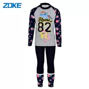 Đồ bơi cho bé gái Zoke chia đôi áo tắm hai mảnh Polaroid áo tắm dài tay trong bộ đồ bơi bé gái lớn - Bộ đồ bơi của Kid