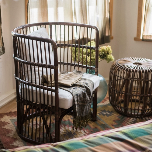 [藤] Ручная виноградная лоза Столт Стул Армрест Высокий Стул Стул Стул Юго -Восточный Азиаский натуральный винтажный ретро -арт