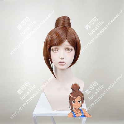 taobao agent Sweat!Fitness Girl Uenhara also fragrant camel brown short hair+hairpin model cos wig